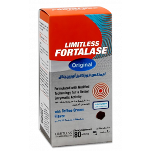 LIMITLESS FORTALASE ORIGINAL ( ALPHA AMYLASE ) DIETARY SUPPLEMENT — TOFFEE CREAM FLAVOR 80 ML SYRUP
